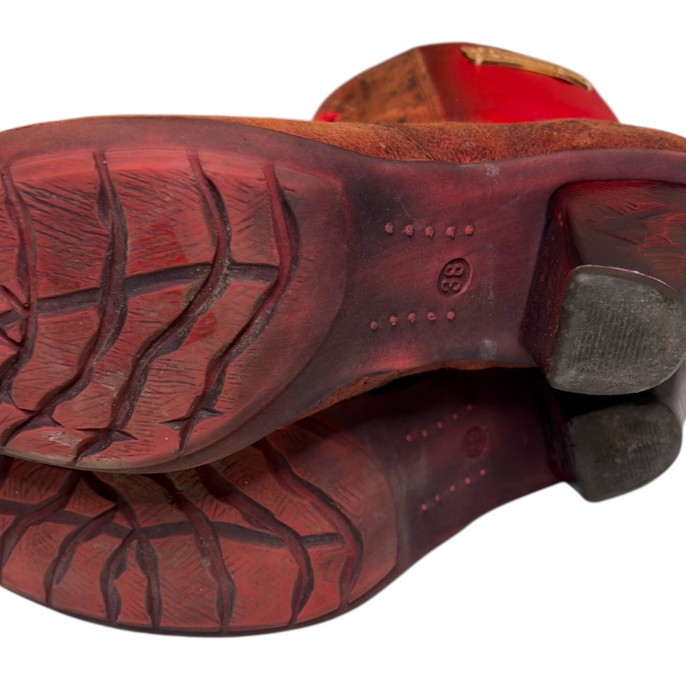 Distressed Red Leather Lace-Up Boot - Picture 7 of 12